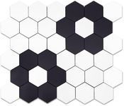 OYASIMI Hexagon Peel and Stick Backsplash for Kitchen Wall,10 Sheets Heat Resistant Stick on Backsplash PVC Smart Tiles, 12'' Pure White & Navy Blue Waterproof Peel and Stick Tile for Bathroom