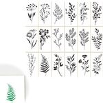 Priaora 18Pcs Wild flower Stencils, Stencil for Painting, Reusable Drawing Templates for Crafts, Wall, Art, Furniture (K20-18)