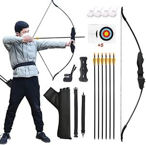 Runzkzy Recurve Bow and Arrow Set, Archery Recurve Bows for Adults, Takedown Recurve Bows with Archery Quiver and archery Targets, Hunting Bow for Beginner Outdoor Shooting Practice (Black)