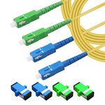 GELRHONR SC to SC Fiber Optic Patch Cable,SC/UPC-SC/APC-SM Singlemode Simplex Fiber Optic Jumper Optical Patch Cord with 2 SC to SC UPC and 2 APC Fiber Coupler Flange Adapter Connector 2M-2 Pack