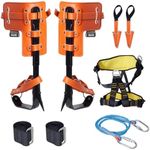 VEVOR Tree Climbing Spikes Set, 1 Pair Alloy Steel Climbing Spurs with Safety Rope and Safety Harness, 350lbs Load Capacity Tree Climbing Gear, Arborist Equipment for Climbers, Fruit Picking, Orange