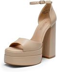 DREAM PAIRS Nude High Heels Chunky 