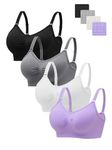 HBselect 4 Pack Full Coverage Wireless Bras, Soft Seamless Bra Sets for Women, Comfortable Support Bralette with Removable Padded and Extra Extenders