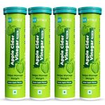 HealthKart Hk Vitals Apple Cider Vinegar 750 Ml(Green Apple, 15 Effervescent Tablets Each) Pack Of 4|For Weight Management & Gut Health, Supports Digestion