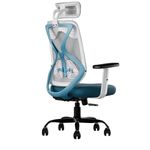 CELLBELL C190 Berlin Office Chair, High Back Mesh Ergonomic Home Office Desk Chair (White - Blue)