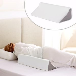 Wedge Pillow for Side Sleeping, Bed Wedge& Body Positioners, Back Pillow for Pregnancy, Back Pain, Leg Elevation and Side Sleepers, Memory Foam Body Pillow, Anti-Slip Base, White/Grey