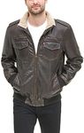 Levi's Men's Faux Leather Aviator Bomber Jacket (Regular & Big & Tall Sizes), Dark Brown/Sherpa Lined, Medium