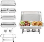 Chafing Dish Buffet Set with Covers Chafing Dish Stainless Steel Food Buffet Warmer Pan, Buffet Servers and Warmers for Catering Event Party Banquet (2x4.75L Trays Food Pan) (11L 02)