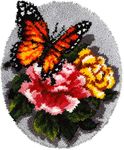 Latch Hook Rug Kit Floral Butterfly 20.4X20.4 in