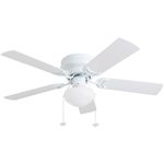 Prominence Home 80092-01 Alvina Ceiling Fan, Barnwood / White Blades, LED Globe Light Hugger/Low Profile, 42", Farmhouse White