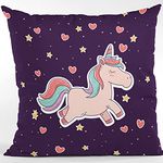 TheYaYaCafe Birthday Gifts 20 x 20 Magic Unicorn Printed Velvet Cushion Cover Throw Pillow Sofa