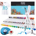 Art Fabric Markers Pens, 36 Colors Dual Tip Fabric Markers Permanent No Bleed Markers for Clothes, T-shirt, Shoes, Hats, Non-Toxic & Child Safe, No Fading, No Bleeding