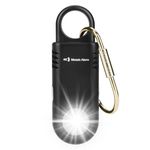 135dB Rechargeable Personal Safety Alarm Built-in Ultra-Bright Flashlight Non Slip Grip Keychain Emergency SOS Siren for Women, Students, Night Runner. Loud Sound Hiking Bear Alerts Hook. Black