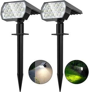 Flaow Solar Garden Lights, 52 LED Solar Spot Lights Outdoor, 6500K Cool White Solar Powered Garden Lights Waterproof, Dusk-to-Dawn, Solar Landscape Spotlights for Garden Pathway Wall Porch, 2 Pack
