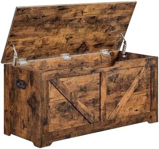 VASAGLE Storage Chest, Toy Chest Box Organizer with Safety Hinges, Storage Bench, Shoe Bench, Barn Style, 39.4 x 15.7 x 18.1 Inches, for Entryway, Bedroom, Living Room, Rustic Brown ULSB060T01