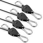 VIPARSPECTRA 4-Pack 1/8 inch Heavy Duty Adjustable Grow Light Rope Hanger Yoyo for Grow Light Fixtures & Gardening, 150lb Capacity Per 2-Pack