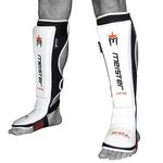 Meister Edge Leather Instep Shin Guards w/Gel Padding (Pair) - White - Small/Medium