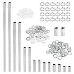 PATIKIL M10 Thread 7 Size Lamp Pipe Kit with Lock Nuts Washers, Fasteners Assortment Hardware for Chandelier Ceiling Light DIY, Zinc Plating