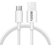 JGD Original 100W Flash USB Type C Mobile Data Charging Cable for Vivo V30/V29/V28/V27/V25/V23e/V23 pro/V21 5G/Iqoo Neo 9 pro/12 5G/Neo 7 pro/Z7/Z7S/Z6 Lite/11/Z6 44W/T2/Iqoo 9- White