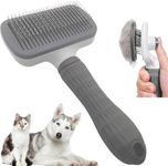 Self Cleaning Slicker Brush for Dogs,Cats, Rabits,Puppies etc, Laadi Cat Brush Dog Brushes For Grooming,Dog Brushes For Shedding,Cat Brushes for Long haired Cats Dogs. (Grey)