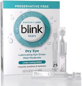 Blink Preservative-Free Sterile Lubricating Eye Drops for Mild to Moderate Dry Eye Symptom Relief, 25 Count 0.01 fl oz Vials