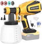 Cordless Paint Sprayer 90000RPM High Speed Electric Spray Paint Gun with 1400ml High Capacity Container Easy to Clean 4 Nozzles & 3 Patterns for House Painting Furniture Home Interior (Tool Only)