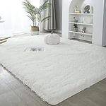 Area Rugs 8'x10' Soft Fluffy Carpet for Bedrooms, Living Room, Boys Room, Girls Room, Play Room Modern Home Decor Non-Slip, Cream White