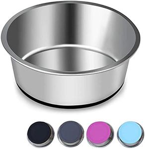 SUOXU Heavy Stainless Steel Dog Bowl,Dog Plate Bowls With Non-Slip Silicone Bases,Pet Feeding Bowls, Medium Dog Feeder Bowls and Water Bowl（M-17cm)