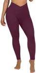 SUUKSESS Women Crossover Seamless Leggings Butt Lifting High Waisted Workout Yoga Pants (Black Cherry, M)