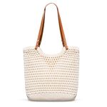 Toptime Crochet Beach Bags for Women, Woven Beach Tote Bag with Zipper & Leak-Proof Lining, Lightweight Boho Shoulder Bags with Leather Handle, Large Capacity Handbags for Summer Vacation Travel