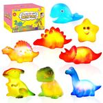 Light Up Baby Bath Toys - 8 Pack Dinosaur Baby Bath Toys Glowing Bathtub Toys Flashing Swimming Pool Toys for Toddlers Kids Gifts in Birthday Christmas Bathroom