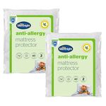 Silentnight Anti-Allergy Mattress Protectors 2 Pack - Mattress Cover Bed Pad Topper with Elasticated Straps Protecting Against Bacteria and Dust Mites - Single - Twin Pack