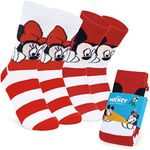 Disney Stitch Slippers Socks Women 2 Pack Fluffy Socks Non Slip Fleece Bed Socks Stitch Minnie Mickey Mouse Baby Yoda (Red Minnie/Mickey)