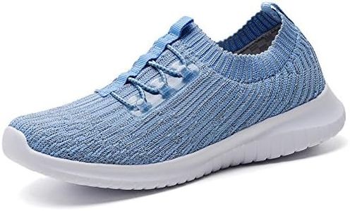 TIOSEBON Women's Lightweight Walking Shoes Comfortable Slip-On Running Sneakers 9.5 US Light Blue Wide
