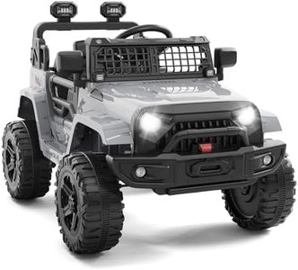 Ride on Truck Car 12V Kids Electric Vehicles with Remote Control Spring Suspension, LED Lights, Bluetooth, 2 Speeds