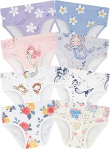 BliBliTaTa Girls' Underwear,Soft Cotton Tagless Panties for Toddlers' & Little Kids Comfort,Breathable Briefs in Sizes 18-24 Months,2T,3T,4T,5T,6T,7,8,10,12 Years Old,8-Pack Coral-12