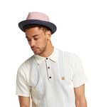 DASMARCA Mens Summer Crushable & Packable Straw Fedora Hat - Florence, Blush, Medium