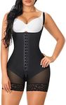 YIANNA Fajas Colombianas Shapewear for Women Tummy Control Bodysuit High Compression Body Shaper Zipper Crotch Post Surgery Garment Black M 7260