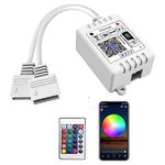 Smart RGBW WiFi LED Controller 2-Output for 5 Pin RGBW LED Strip,Work with Alexa/Google Assistant,APP/Voice Control 5-10m Lightstrip Change Color,Dimming,Sync Music,Only RF Remote and WiFi Controller