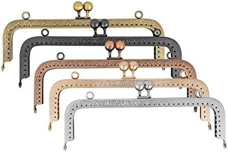 PandaHall 5 Colori 20cm Telaio in Metallo della Borsa della Struttura del Metallo Bacio Chiusura di Blocco per la Borsa Che Fanno DIY mestiere retrò Pochette Coin Purse Frames