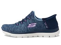 Skechers Women's Hands Free Slip Ins Summits Dazzling Haze Sneaker, Navy Purple, 7 Wide