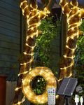 Litark Solar Rope Lights Outdoor with Remote - 65.6Ft/20m 200 LED Solar Tube Lights, USB Charging, 8 Modes Waterproof Solar Powered Fairy Lights for Garden Balcony Tree Decor - Warm White