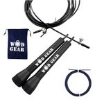 Skipping Rope/Fitness Jump Ropes - WOD/Double Unders By WODGEAR. Adult Men & Women 3m Ropes With Enhanced Ergonomic Plastic Handles, Lightweight Spare Wire And Carry Bag. Perfect For Gym, Boxing, MMA