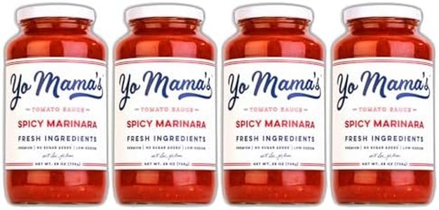 Yo Mama's Foods Keto SPICY Marinara Pasta Sauce - Pack of (4) - No Sugar Added, Low Carb, Low Sodium, Gluten Free, Paleo Friendly, and Made with Whole, Non-GMO Tomatoes.