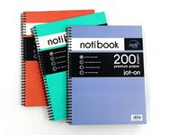 Noti A4 Jot-on Notebook Wirebound Ruled & Perforated, 200 Pages Assorted (Pack of 3)