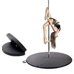 Pole Crash Mat, Pole Dance Safety Crash Mat, Yoga Exercise Safety Dancing Cushion, Fitness Gymnastics Dance Mat, Round Dance Pole Mats for Studios, Home Use,Black,200×10cm