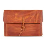 Londo Real Grain Leather MacBook Pro Case with Front Pocket & Flap Closure (Camel, 15-16 Inches), OTTO505