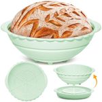HASTHIP® 9.6-Inch Silicone Bread Basket, Round Folding Silicone Bread Proofing Basket, Food-Grade BPA-Free, Non-Stick Bread Baking Supplies for Sourdough, Artisan Bread (Green)