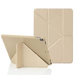 MuyDoux Origami iPad 10.2 inch Case, fits iPad 9th Generation 2021 & iPad 8th Generation 2020 & iPad 7th Generation 2019, 5-in-1 Multiple Viewing Angles, Auto Wake Sleep Soft Back Cover, Beige