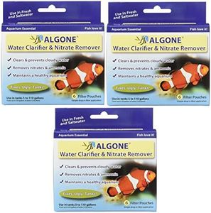 Aquarium Water Clarifier Algone and Nitrate Remover, 18 Filter Pouches (3 Packages with 6 Per Package)